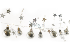 Emos Weihnachtsgirlande mit silbernen Kugeln und Sternen 1,9 m, 20 LEDs, warmweiß