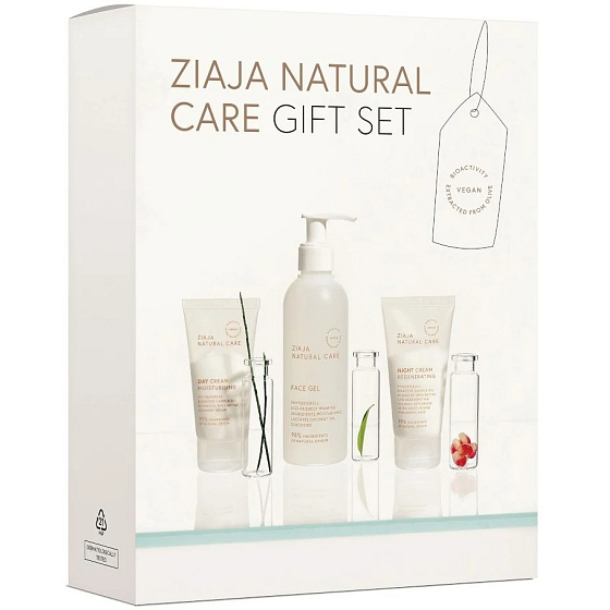 Ziaja Natural Care feuchtigkeitsspendende Tagescreme 50 ml + regenerierende Nachtcreme 50 ml + Gesichtsreinigung 200 ml, Kosmetikset