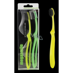 MegaSmile Black Whitening Loop Soft Toothbrush Die leichteste weiche Zahnbürste der Welt mit klobigem Griff Gelb, Grün 2 Stück, Duopack