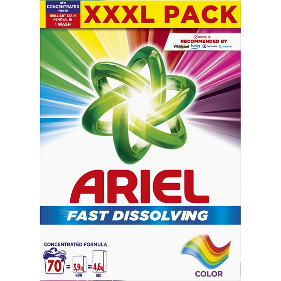 Ariel Fast Dissolving Color Waschpulver für Buntwäsche 70 Dosen 3,85 kg