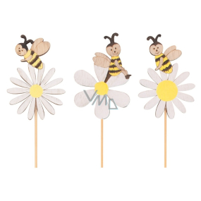 Holzblume mit Biene 5 x 7 cm + Spieß 1 Stück