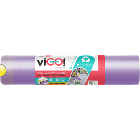 viGO Abfalleimer-Tüten mit Ziehverschluss lila LDPE 27 µ 60 l, 60 × 72 cm, 10 Stk.