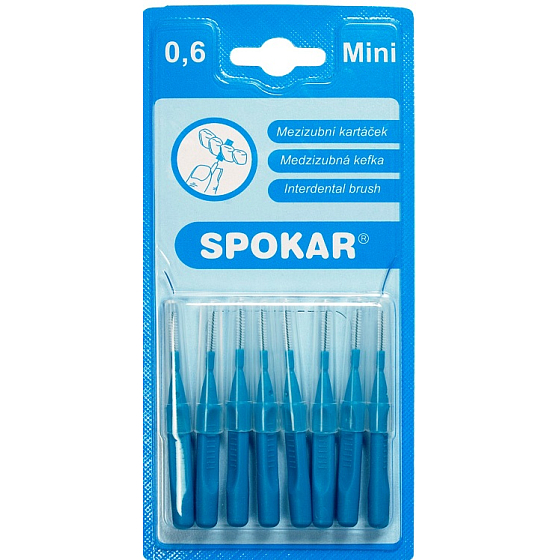 Spokar Mini Größe 0,6 mm Interdentalbürsten, Griff, 8-teiliges Set