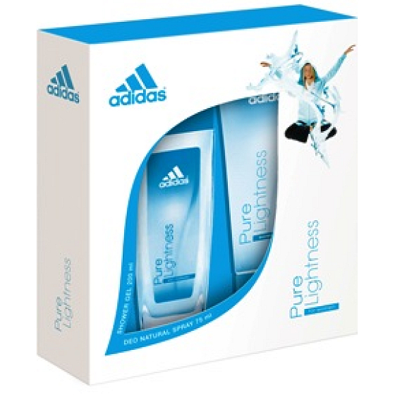 Adidas Pure Lightness parfümiertes Deodorantglas für Frauen 75 ml + Duschgel 200 ml, Geschenkset