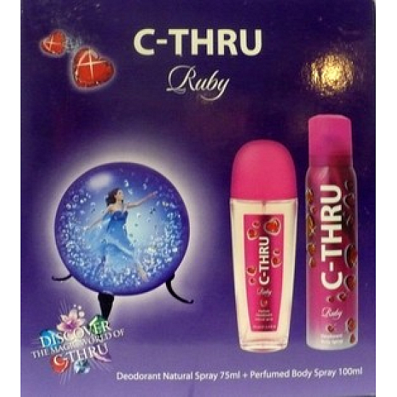 C-Thru Ruby parfümiertes Deodorantglas für Frauen 75 ml + Deodorant Spray 100 ml, Kosmetikset
