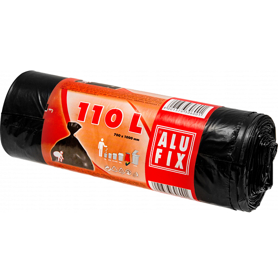 Alufix Müllsäcke schwarz, 25 µ, 110 Liter, 70 x 100 cm, 10 Stück