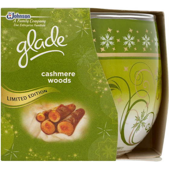 Glade by Brise Warme Note von Kaschmir-Duftkerze in Glas, Brenndauer bis zu 30 Stunden 120 g