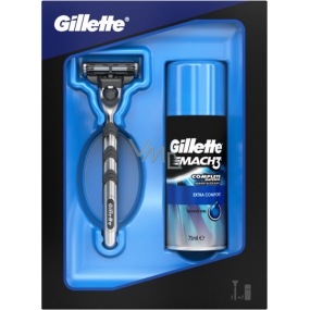 Gillette Mach3 Rasierer + Extra Komfort Rasiergel 75 ml, Kosmetikset, für Männer