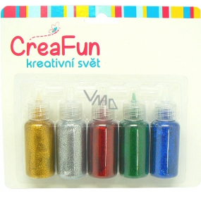 CreaFun Dekorfarben Glitzernd für Papier, Textil, Glas 5 x 20 ml