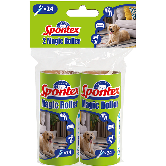 Spontex Ersatzrolle für Textilien 10 m x 2 Stück Reinigungsroller klebend entfernt Staub, Fäden, Haare und Fusseln