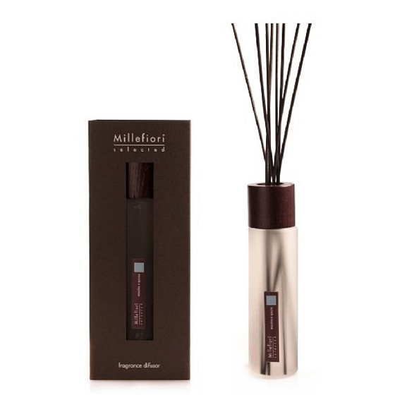Millefiori Milano Ausgewählter Muschio & Spezie - Moos- und Gewürzdiffusor 350 ml + 7 45 cm lange Stiele für mittelgroße Räume hält 3 Monate
