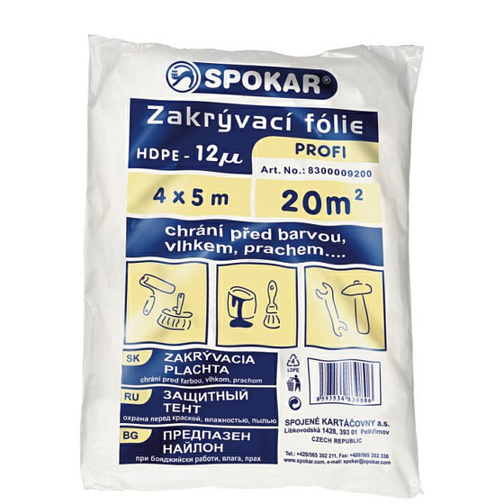 Spokar Profi HDPE Abdeckfolie, 12 µ, 20 m?, 4 × 5 m