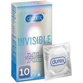 Durex Invisible XL Extra großes extra dünnes Kondom, extra groß, für maximale Empfindlichkeit, Nennbreite: 57 mm 10 Stück