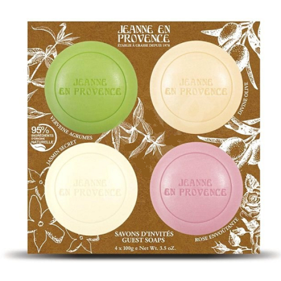 Jeanne en Provence Olivenseife 100 g + Jasminseife 100 g + Eisenkrautseife 100 g + Rosenseife 100 g, Kosmetikset