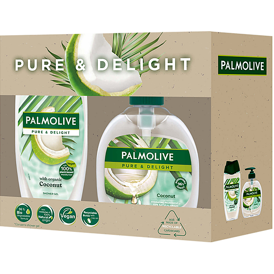Palmolive Pure & Delight Coconut Duschgel 250 ml + Flüssigseife 300 ml, Kosmetikset