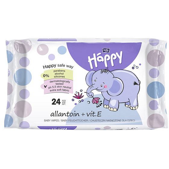 Bella Happy Feuchttücher mit Allantoin und Vitamin E für Kinder 24 Stück