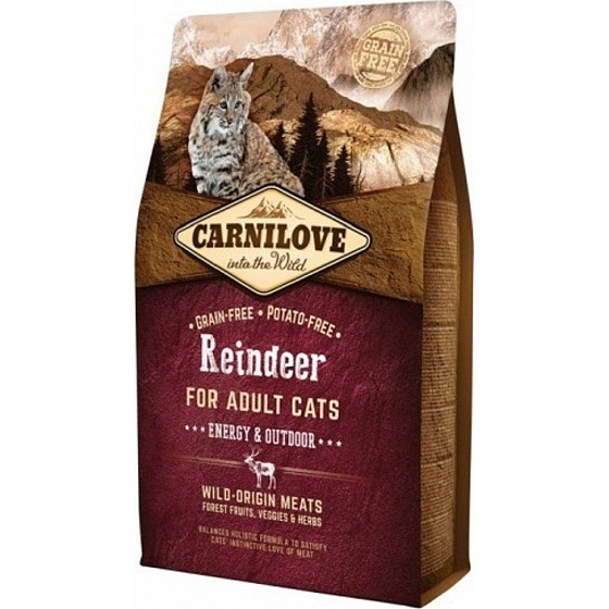 Carnilove Cat Reindeer Energy & Outdoor Superpremium-Alleinfutter für ausgewachsene Katzen mit Zugang zur freien Natur 6 kg