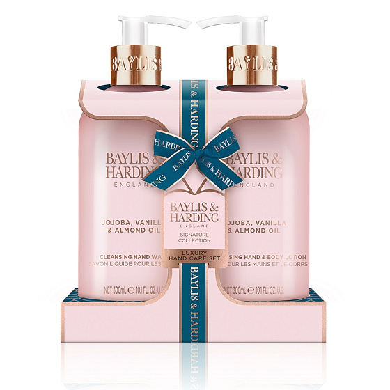 Baylis & Harding Jojoba, Vanille & Mandelöl Flüssigseife 300 ml + Hand- und Körperlotion 300 ml, Kosmetikset für Frauen