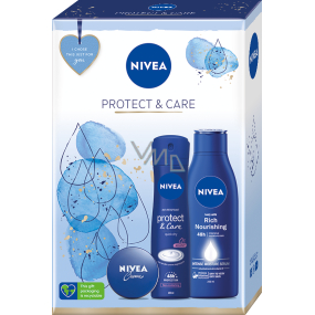 Nivea Protect & Care Antitranspirant Deodorant Spray 150 ml + Creme zur Basispflege 30 ml + Rich Nourishing nährende Körperlotion 250 ml, Kosmetikset für Frauen