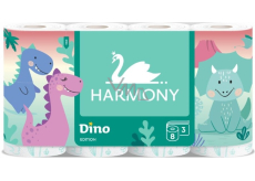 Harmony Dino Kinder 3-lagiges Toilettenpapier, 8 Rollen, 17,5 m Rolle
