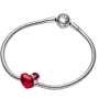 Charm Sterlingsilber 925 Rotes Weihnachtliches Herz, Perle für Armband Weihnachten