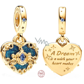 Charme Sterling Silber 925 Disney Cinderella mit Kutsche und Herz, Anhänger am Armband Film Charme Sterling Silber 925 Disney Cinderella mit Kutsche und Herz, Anhänger am Armband Film