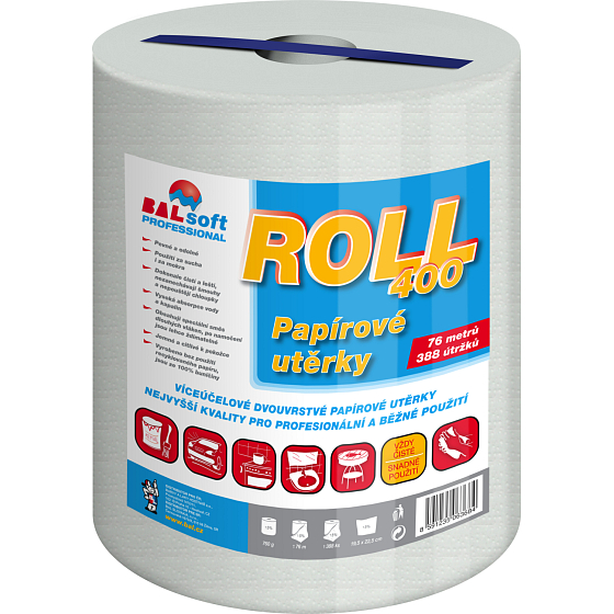 BALsoft Roll400 2-lagige Papierhandtücher, 76 m, 338 Blatt, 1 Rolle