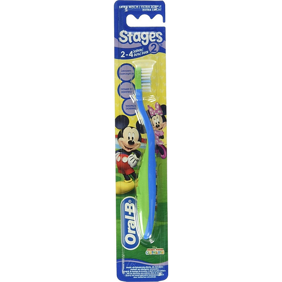 Oral-B Stages Mickey Mouse 2 extra feine Zahnbürste für Kinder von 2-4 Jahren