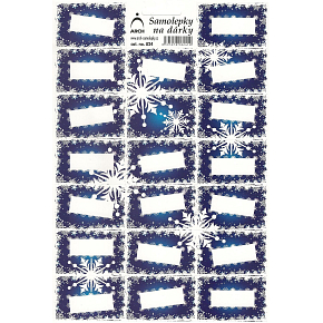 Bogen Weihnachtsaufkleber für Geschenke blaue Schneeflocken 20 Etiketten 1 Bogen