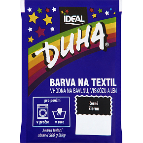 Ideal Duha černá, Textilfarbe für Baumwolle, Viskose und Leinen, für 300 g Stoff, 15 g