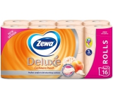 Zewa Deluxe Aqua Tube Kaschmir Pfirsich parfümiertes Toilettenpapier 3-lagig 150 Stück 16 Stück, Rolle, die abgewaschen werden kann