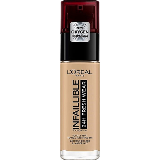 L'Oréal Paris Infallible 24H Fresh Wear Foundation Make-up deckt Unvollkommenheiten ab, verschmiert nicht, trocknet die Haut nicht aus 140 Beige 30 ml