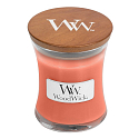 WoodWick Tamarind & Stonefruit - Duftkerze aus Tamarinde und Stein mit Holzdocht und Deckelglas klein 85 g