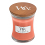 WoodWick Tamarind & Stonefruit - Duftkerze aus Tamarinde und Stein mit Holzdocht und Deckelglas klein 85 g