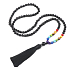 108 Mala 7 Chakra Halskette Onyx Matte Meditationsschmuck, Naturstein, geknotete Quaste, Perle 6 mm