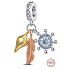 Charm Sterlingsilber 925 Schutzamulett, Anker, Feder, Muschel 3-in-1, Anhänger für Meeresarmband