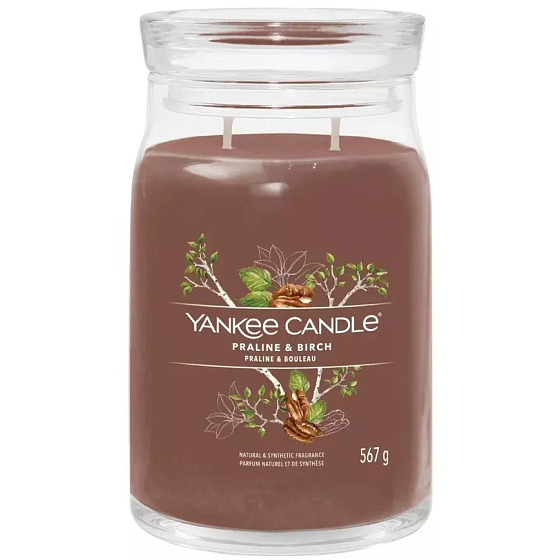 Yankee Candle Praline & Birch - Praline und Birke Duftkerze Signature großes Glas 2 Dochte 567 g