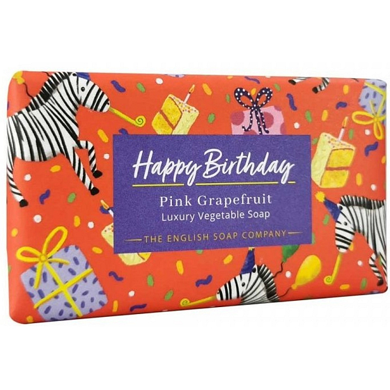 English Soap Happy Birthday Pink Grapefruit - Pinke Grapefruit natürliche parfümierte Toilettenseife mit Sheabutter 190 g