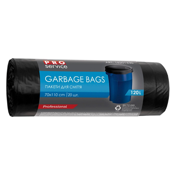 Pro Service Müllsäcke schwarz 20 µ, 120 Liter 70 x 110 cm 20 Stück