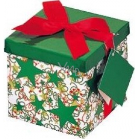 Angel Folding Geschenkbox mit Band Weihnachtsweiß mit rotem Band 10 x 10 x 10 cm 1 Stück