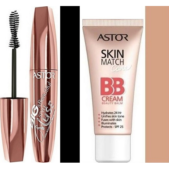 Astor Big & Beautiful Style Muse Mascara 800 Schwarz 12 ml + Astor SkinMatch Care 5in1 SPF25 BB Creme 200 Nude 30 ml