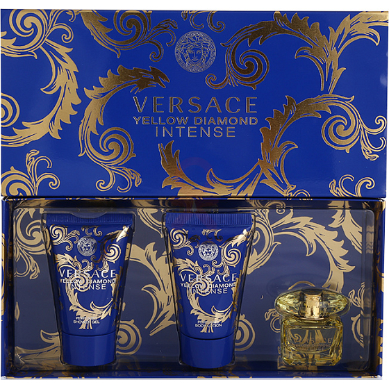 Versace Yellow Diamond Intensives Eau de Parfum für Frauen 5 ml + Körperlotion 25 ml + Duschgel 25 ml, Geschenkset
