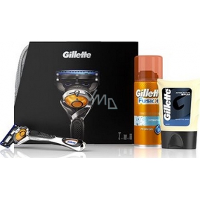 Gillette Fusion ProGlide Rasierer + 75 ml Rasiergel + 50 ml After Shave Balsam + Reisetasche, Kosmetikset für Männer