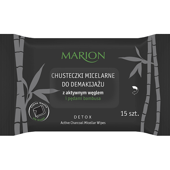 Marion Detox Active Charcoal Mizellen-Nass-Make-up-Tücher 15 Stück