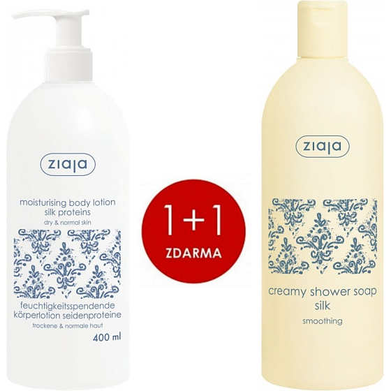 Ziaja Silk Protein Hydrating Body Lotion 400 ml + Cremiges Duschgel 500 ml, Duopack