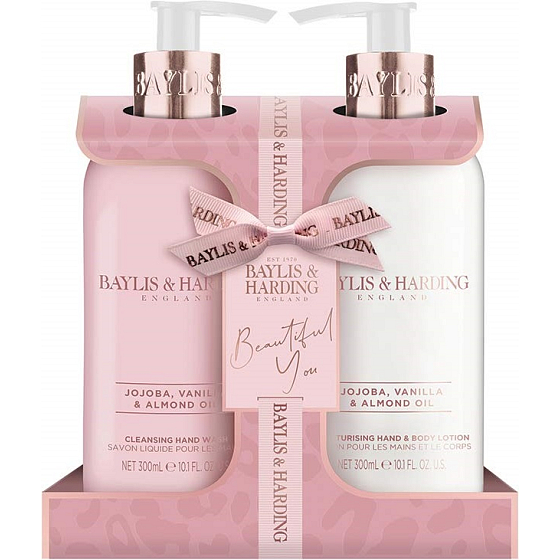 Baylis & Harding Jojoba, Vanille- und Mandelöl flüssige Handseife 300 ml + Hand- und Körpermilch 300 ml, Kosmetikset