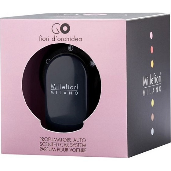 Millefiori Milano Go Fiori d Orchidea - Orchideenblüten Auto Duft schwarz riecht bis zu 2 Monaten 54 g