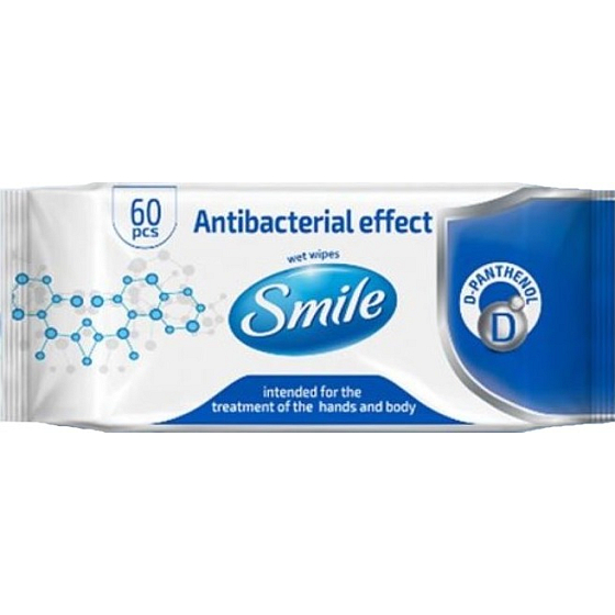 Smile Wet Wipes Feuchttücher für Hände und Körper mit antibakterieller Wirkung 60 Stück