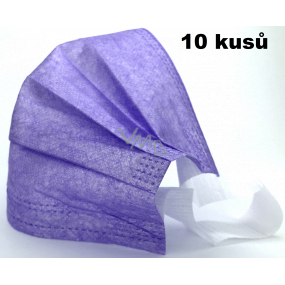 Schleier 3-lagiger Schutzvlies-Einwegartikel mit geringem Atemwiderstand 10 Stück lila mit breiten Gummibändern