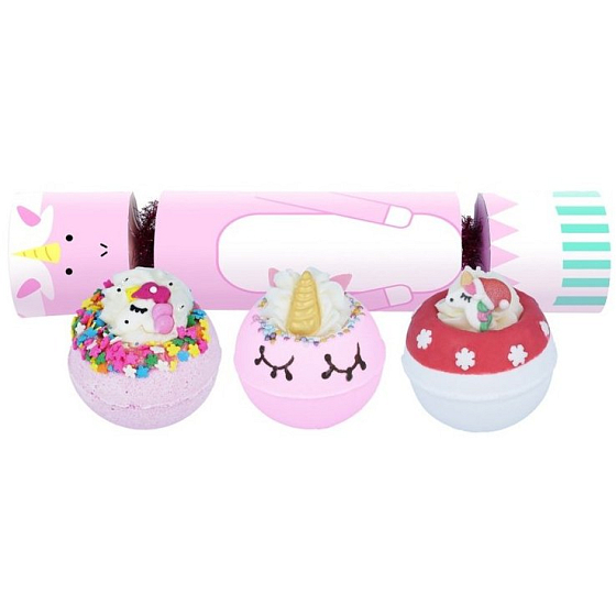 Bomb Cosmetics The Christmas Unicorn Cracker funkelndes ballistisches Bad 3 x 160 g, Kosmetikset